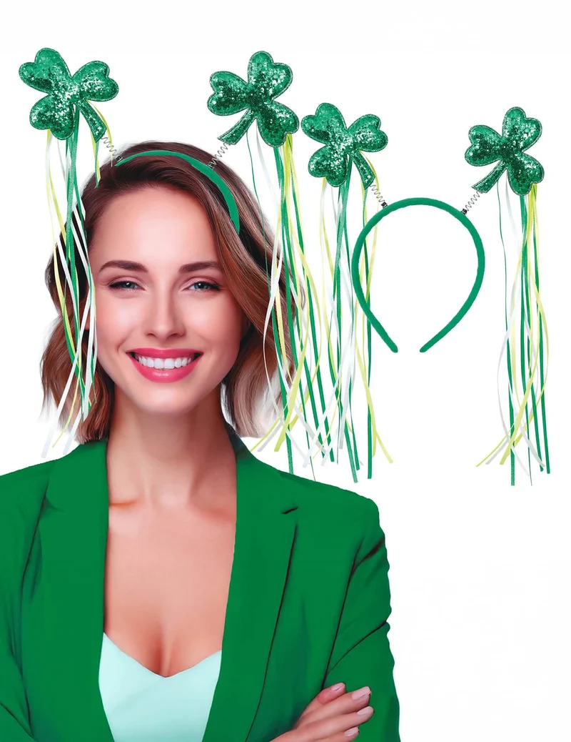 St. Patrick's Day Haarreif Kleeblätter mit Bändern