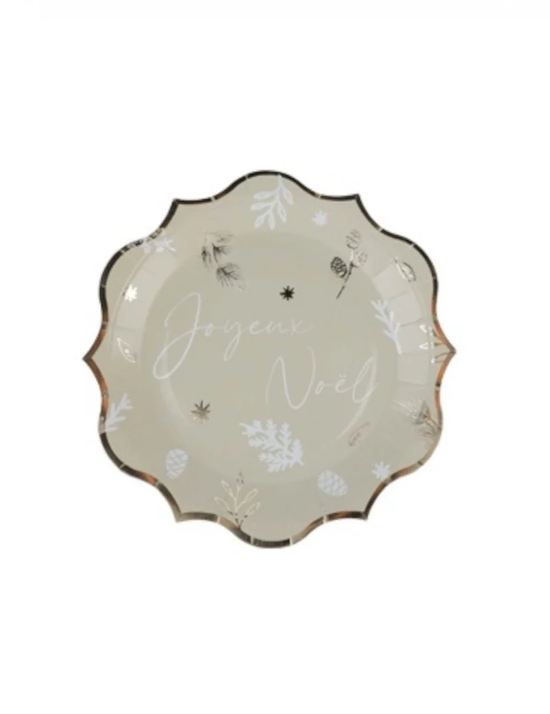 8 Botanische Salbeigrüne Weihnachtsteller 23 cm Frohe Weihnachten