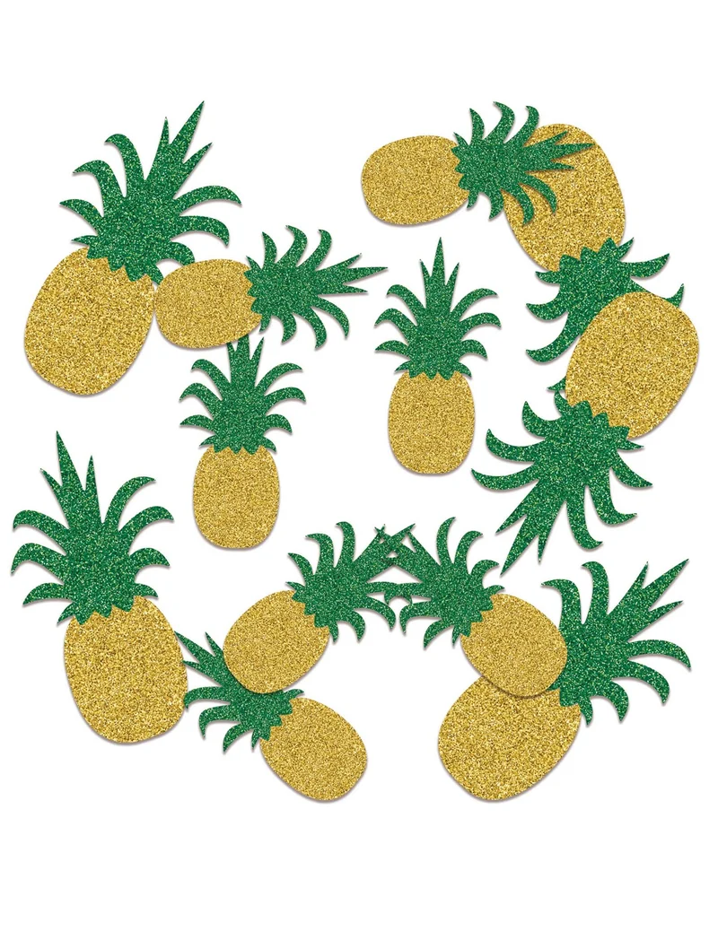 Gold- und grün-glitzernde Ananas-Tischkonfetti 42 g für Hawaii-Party