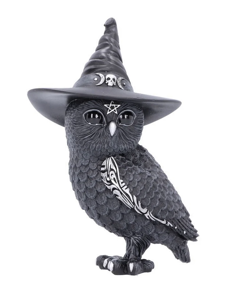 Walpurgisnacht Eule mit Hexenhut 30cm