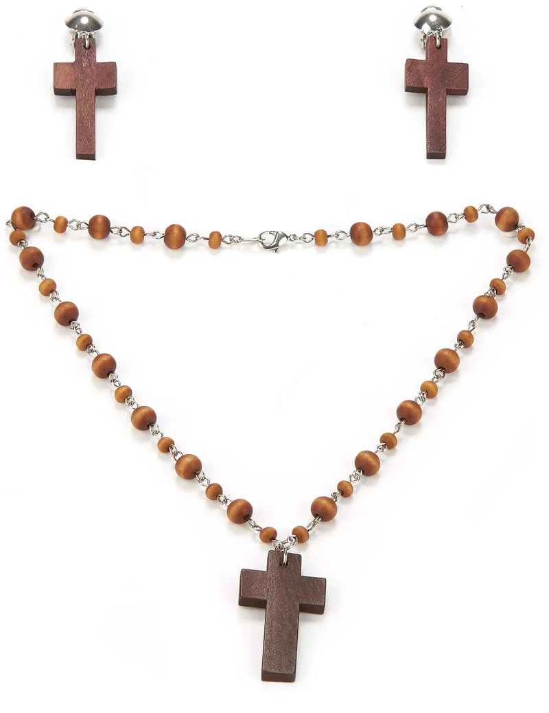 Religiöses Set mit Halskette und Ohrringen für Damen