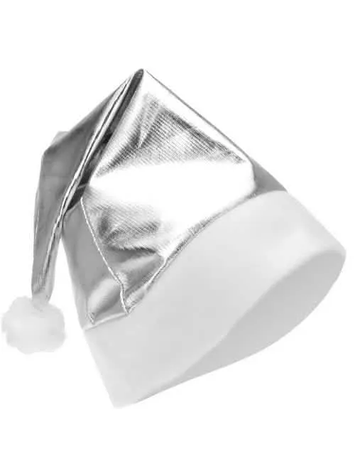 Silber-glänzende Weihnachtsmütze für Erwachsene