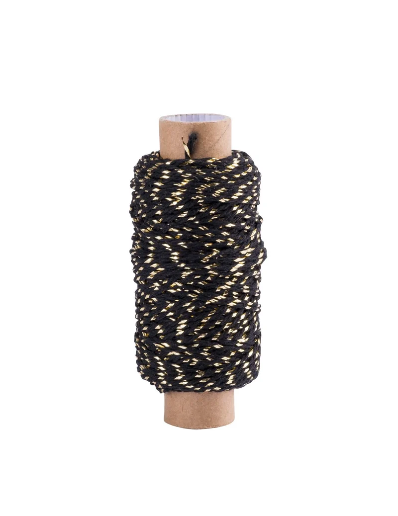 Baker Twine Kordel Schwarz und Gold 4 mm x 50 m für Feiern