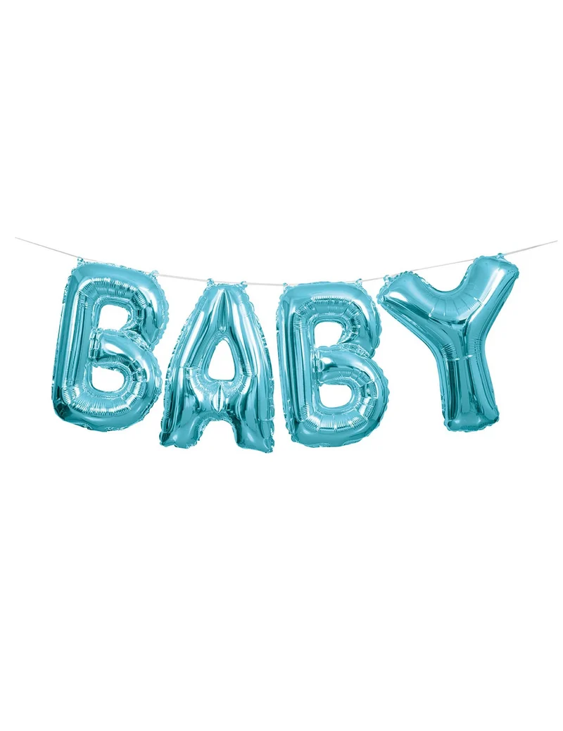 Aluminiumballons "Baby" Buchstaben Blau 2,5 m für Girlande