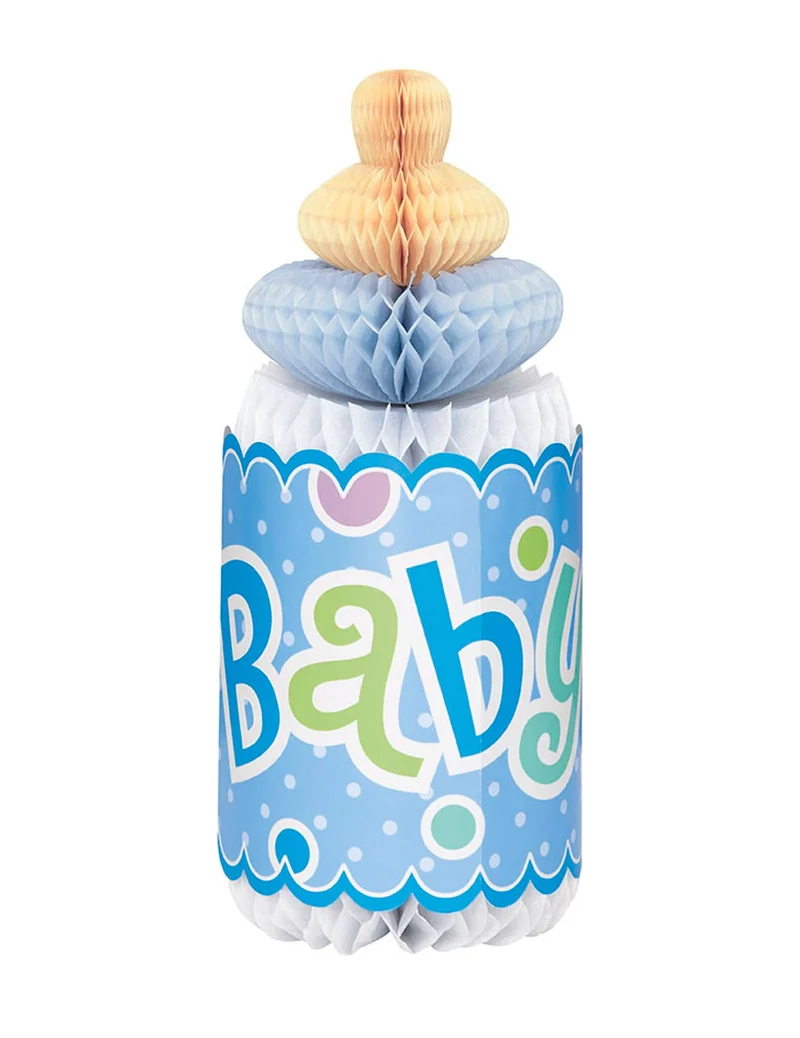 Wabenförmige Babyparty-Dekoration blaue Babyflasche Tischdekoration