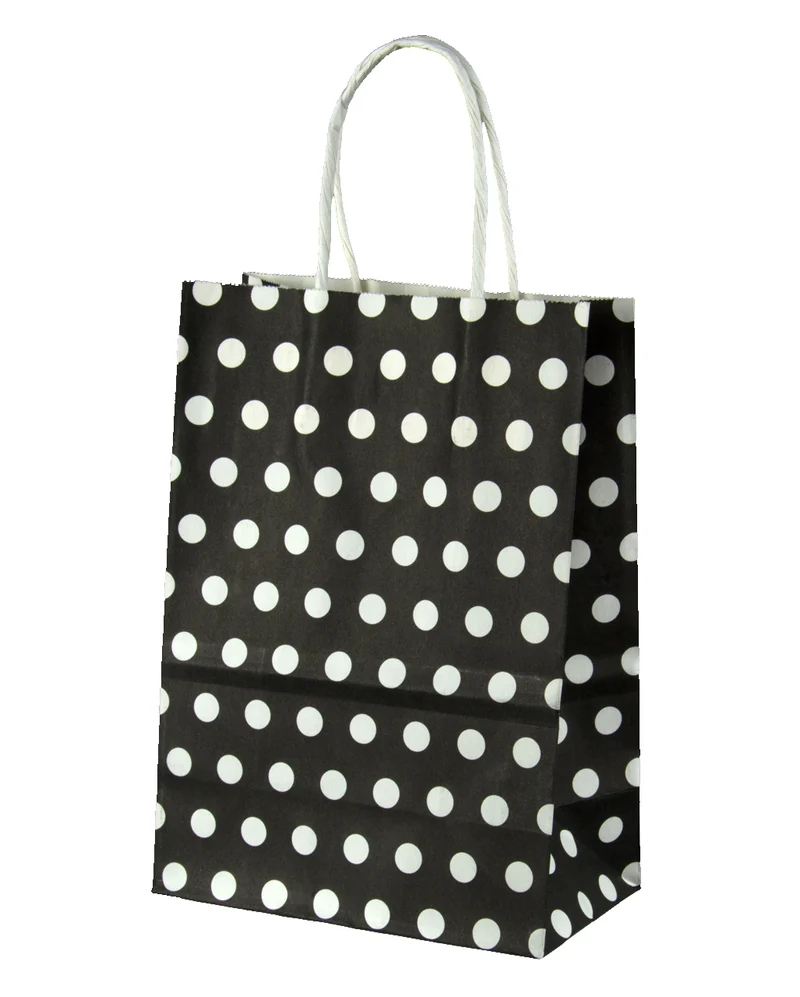 Schwarze Geschenktasche gepunktet klein