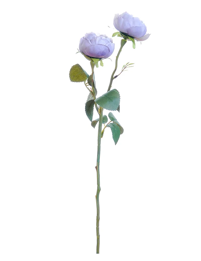 Künstliche lila Rosen am Stiel 46 cm, Blumenstrauß mit 2 Blüten