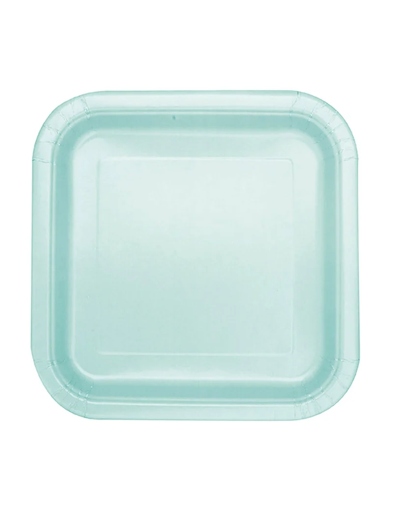 16 kleine quadratische Pappteller Minze 17,5 cm Pastell