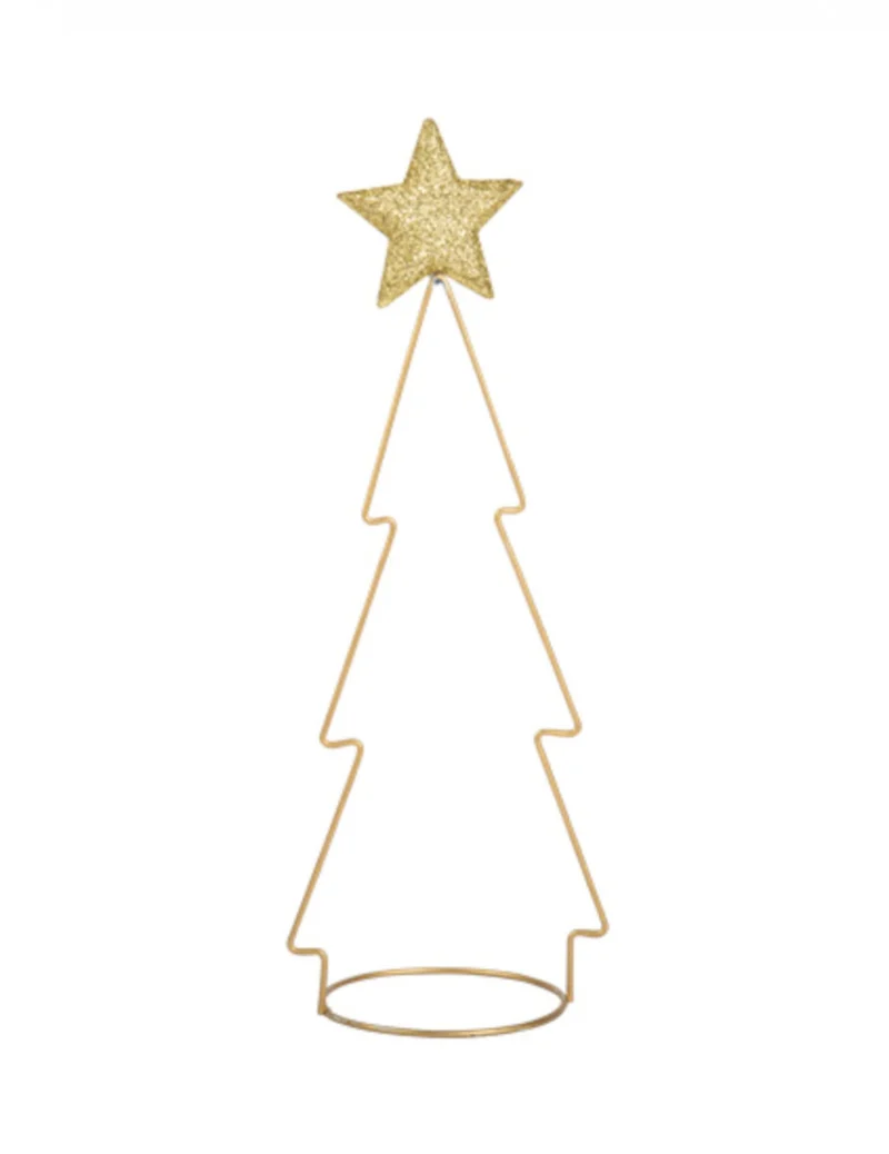 Goldener Sternenbaum aus Metall, 10,5 x 29 cm, Tischdekoration