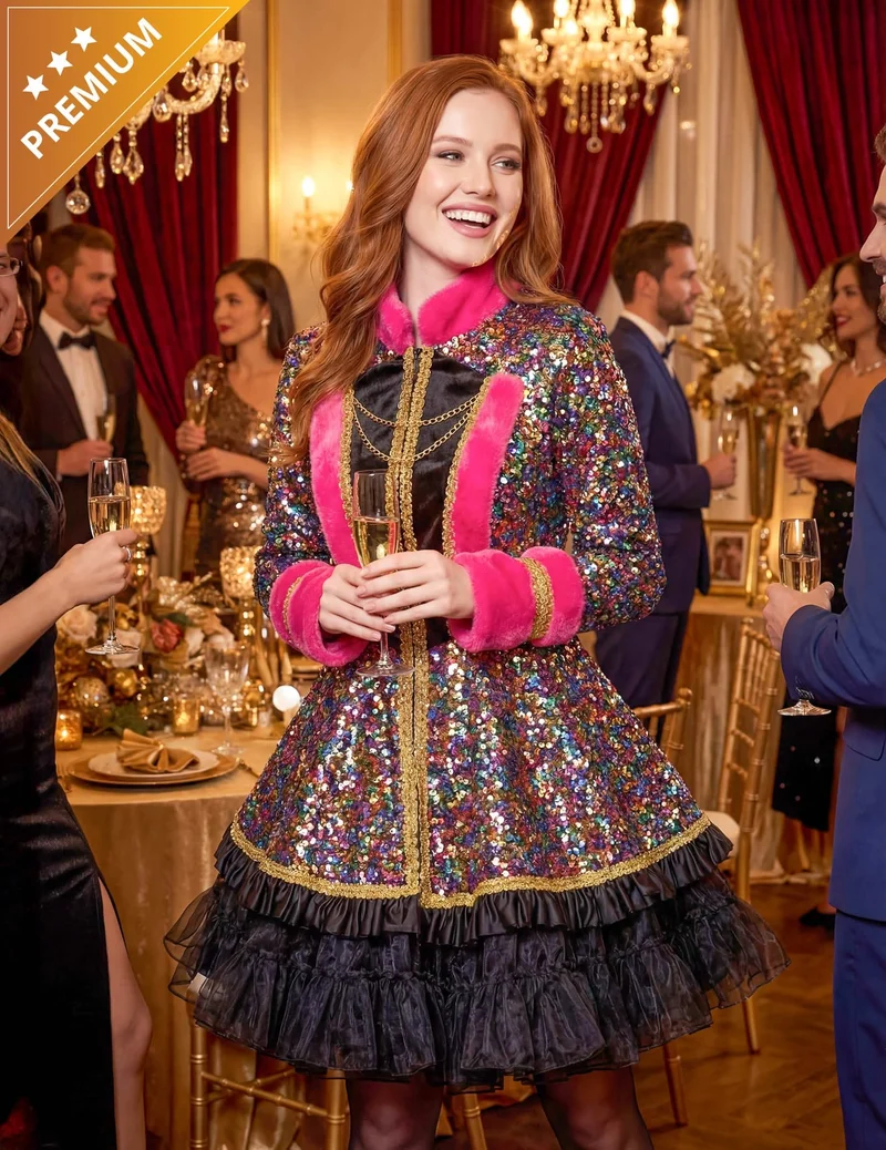 Mehrfarbige Luxus-Paillettenjacke für Damen