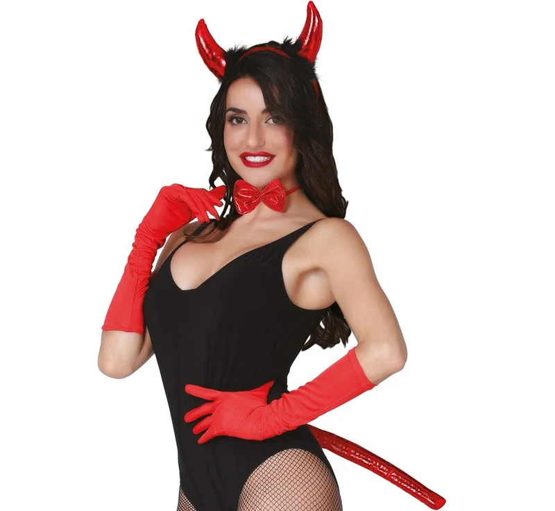 Halloween Accessoires Set Teufel Rot 3 Stück