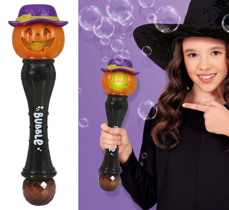 Halloween Zauberstab Kürbis mit Licht und Sound 32cm