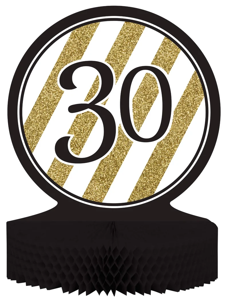 Tisch-Aufsteller - Zahl 30 - gold-schwarz