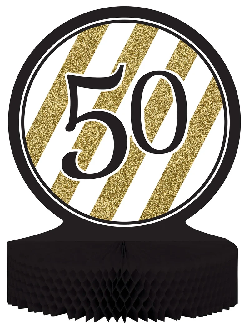 Tisch-Aufsteller - Zahl 50 - gold-schwarz