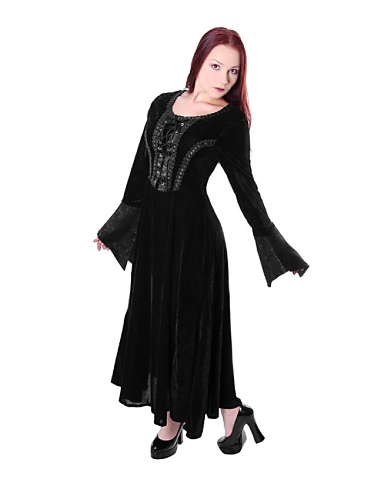 Gothic Romantik Kleid Samt Schwarz