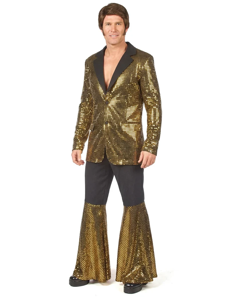 Hochwertiges Disco-Kostüm Gold für Herren