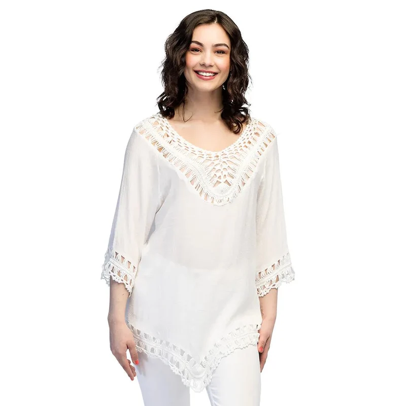 Weißer Poncho Damen Salinas