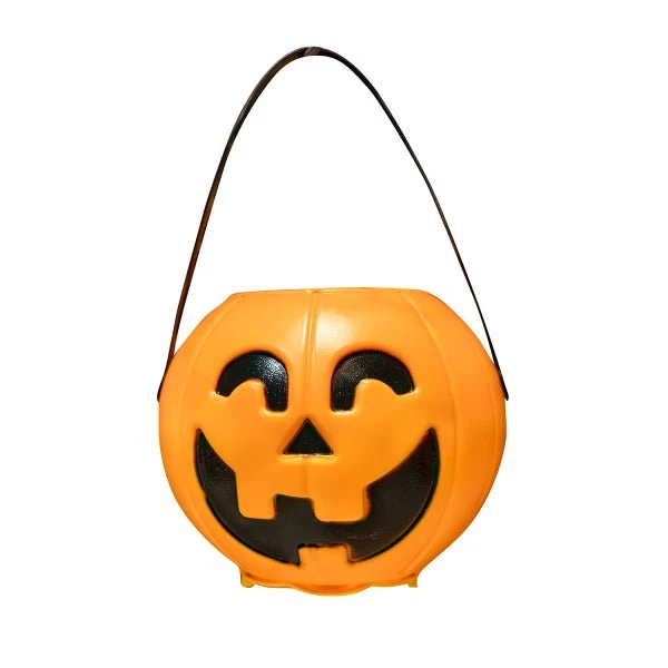 Halloween Eimer Schwarz Orange Kürbis mit Licht und Sound