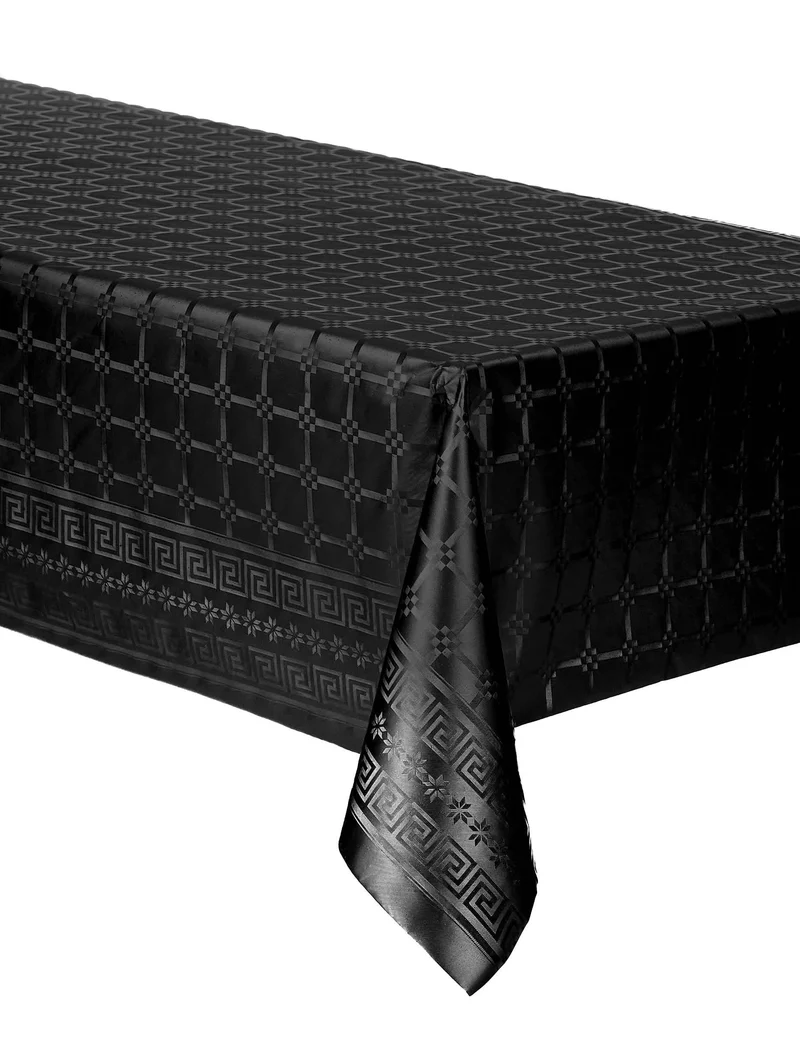 Schwarze Damastpapier-Tischdecke auf Rolle, 6 m, Premium-Qualität