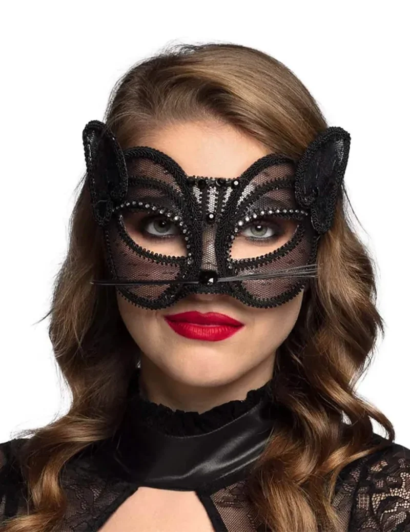 Edle Katzen-Maske mit Spitze für Damen