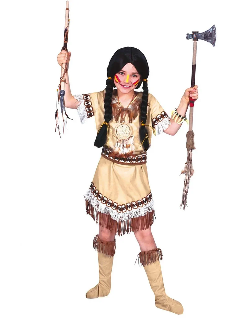 Indianer-Kostüm mit Fransen für Mädchen