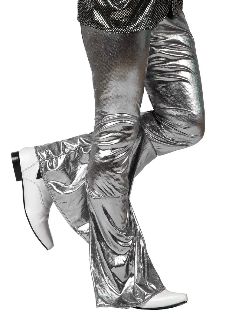 Glamouröse Disco-Schlaghose für Herren silber