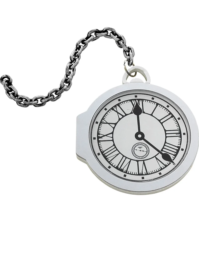 Weiße Taschenuhr mit Kette 18cm