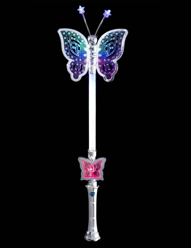 Schmetterling Zauberstab für Kinder mit LED bunt 40cm