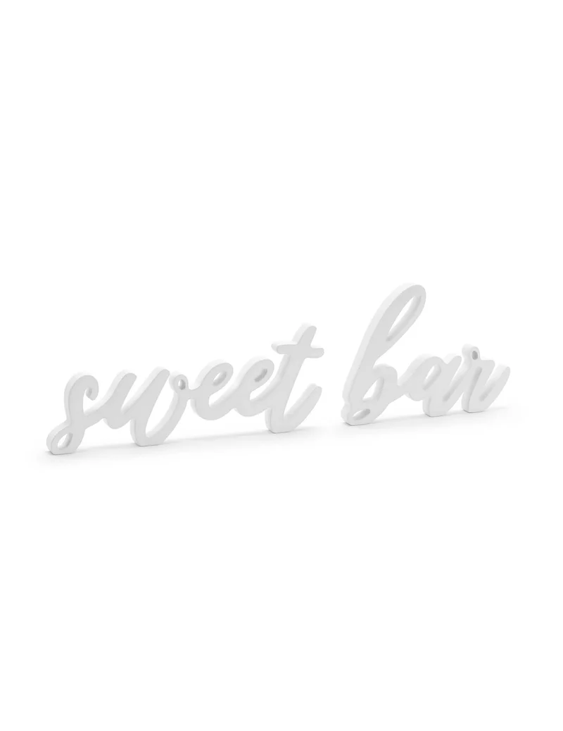 Weiße Sweet Bar Holzdekoration 37 x 10 cm für Hochzeit
