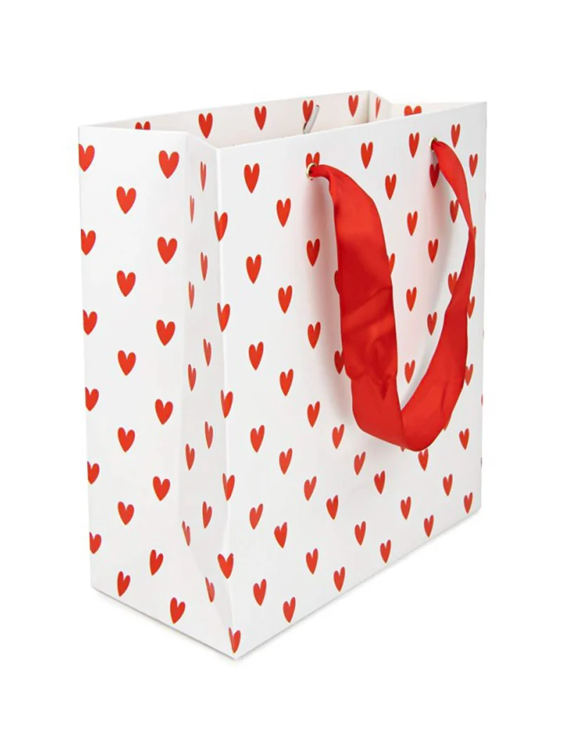 Papiertüte mit roten Herzen 28 x 25 cm