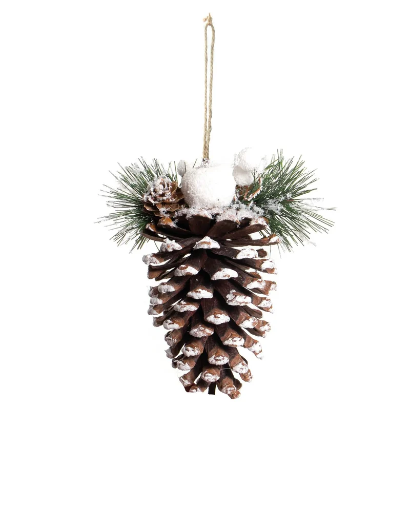 Schneebedeckter Kiefernzapfen-Anhänger 14 cm Weihnachtsdekoration