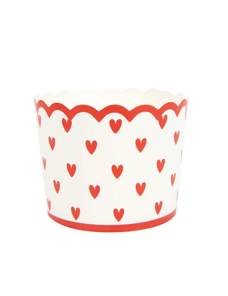 8 kleine Pappbecher mit Herz-Motiv 6 x 7 cm