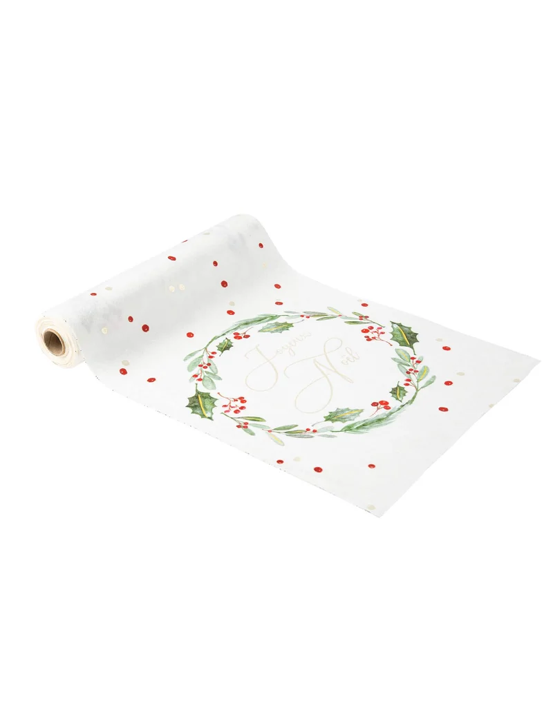 Festlicher Weihnachts-Tischläufer traditionell schick 28cm x 3m aus weißem Samt