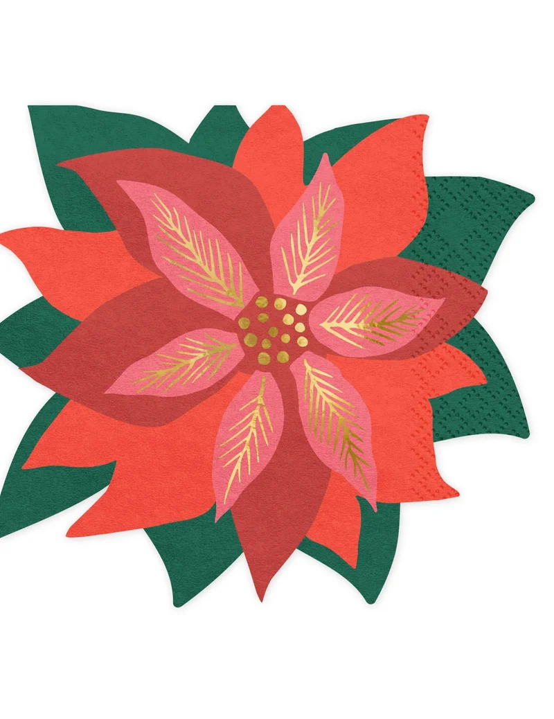 20 Poinsettia Weihnachtsstern Papierservietten 15,5 x 14,5 cm