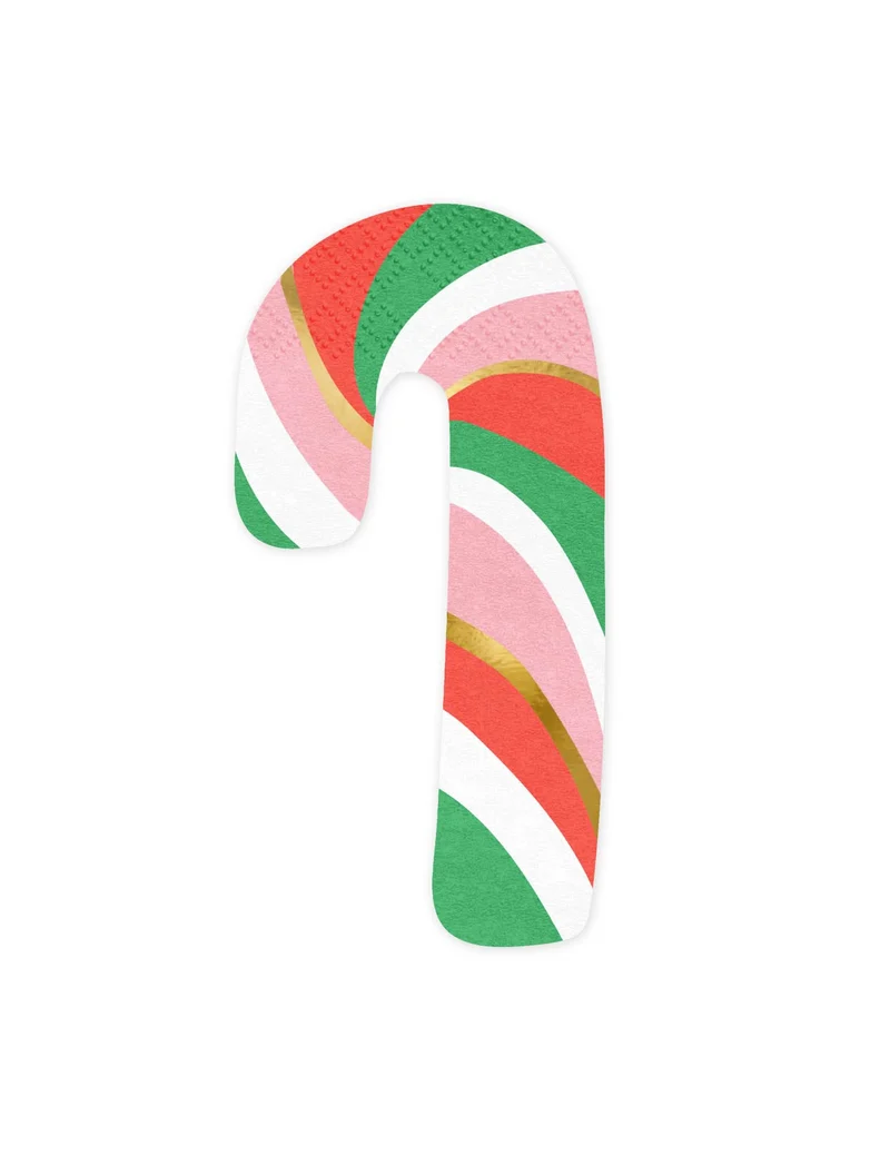 20 Kleine Zuckerstangen-Papierservietten 8 x 15,5 cm für Weihnachten