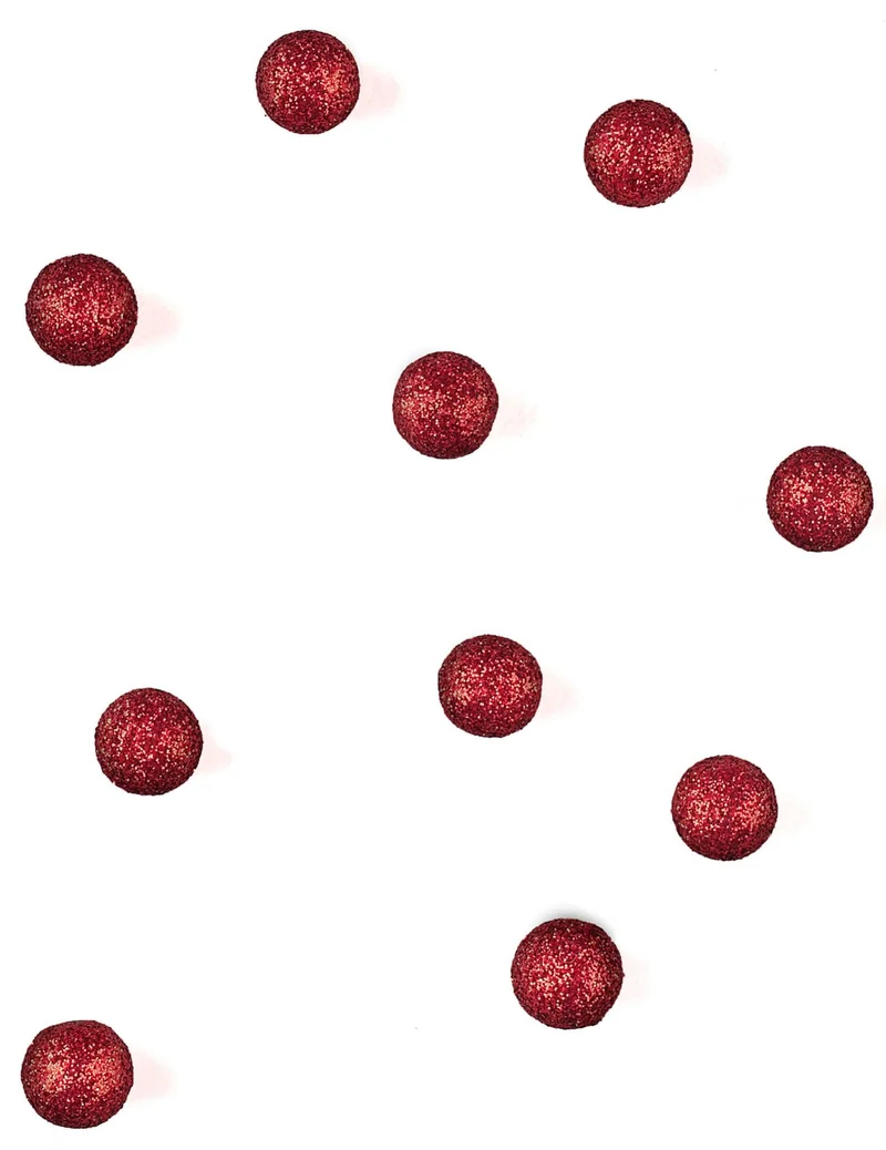 40 rote Glitzer-Dekokugeln aus Schaumstoff, 10 mm