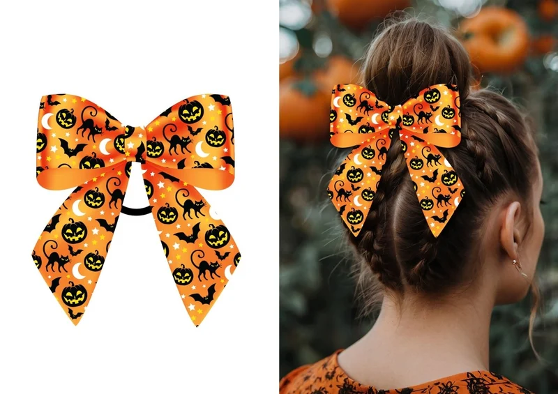 Halloween Schleife Blau Orange
