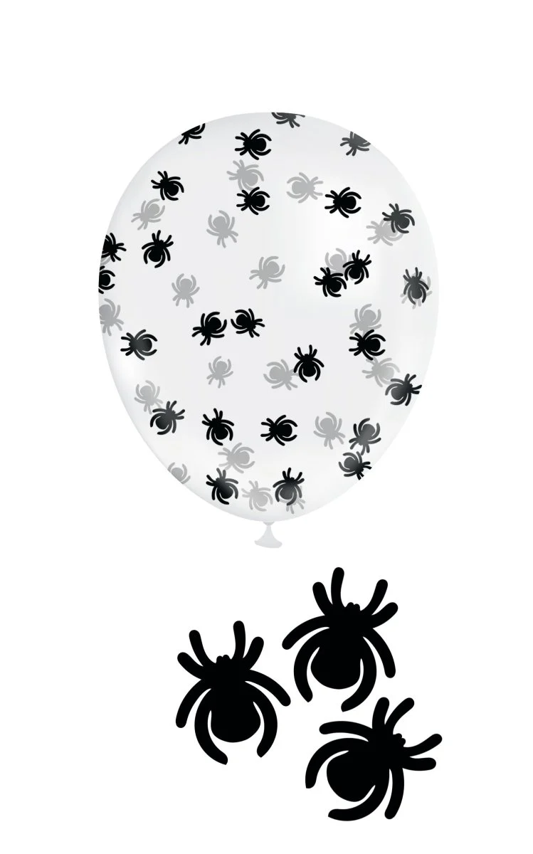 Halloween Konfetti Ballon mit Spinnen 10Stk