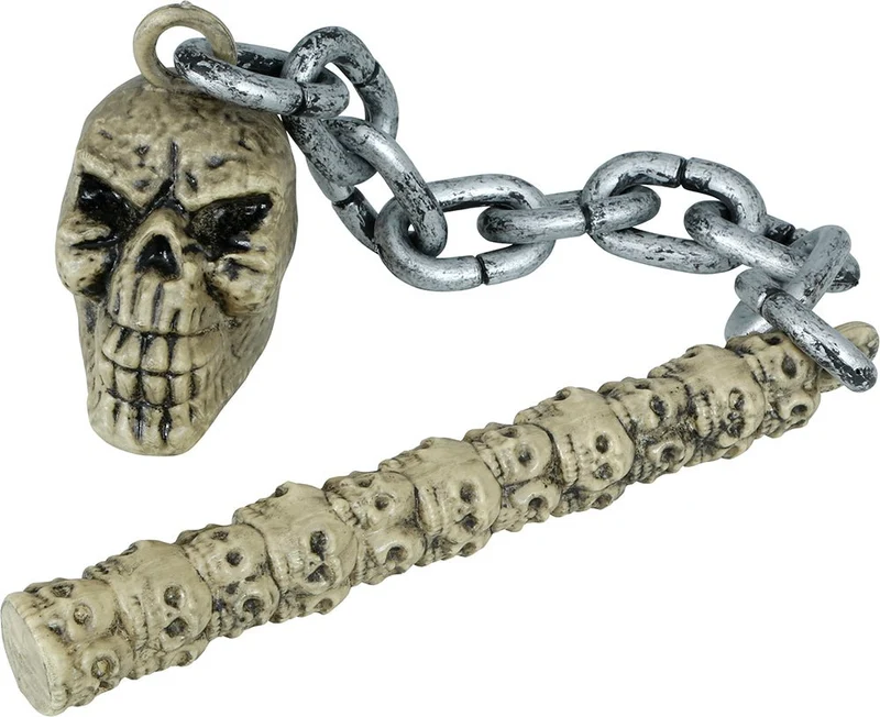 Halloween Fake Weapon Stick Totenkopf an Kette 84cm