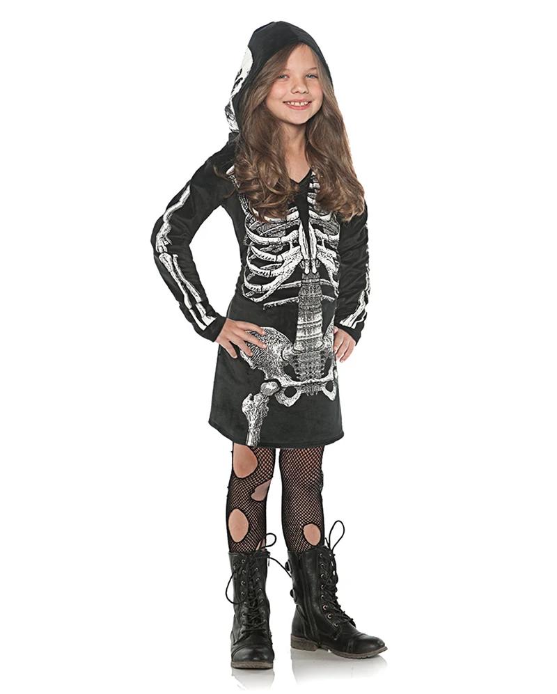 Skelett Kapuzenkleid für Kinder