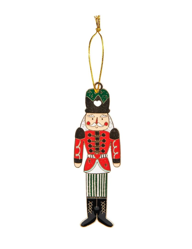 Weihnachts-Nussknacker-Anhänger aus Metall 10 x 3 cm traditioneller Soldat