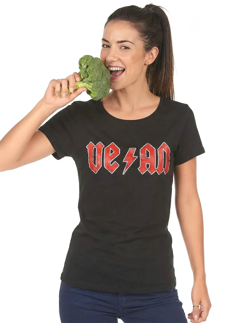 Vegan T-Shirt für Frauen schwarz rot