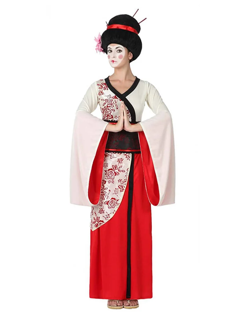 Geisha Damenkostüm rot-weiss-schwarz