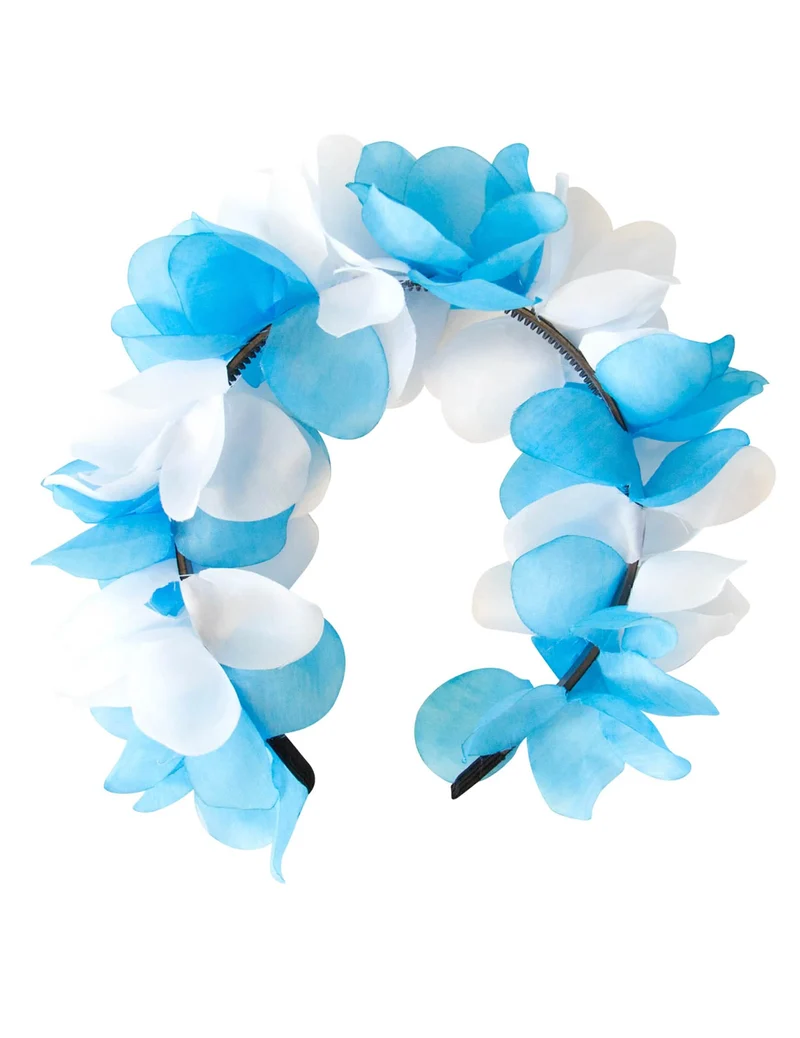 Blumen Haarkranz weiß-blau