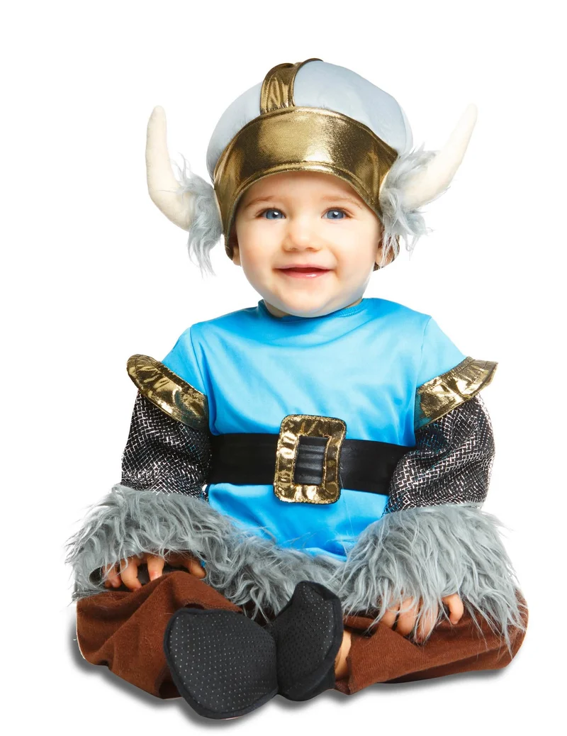 Süsses Wikinger-Babykostüm blau-gold