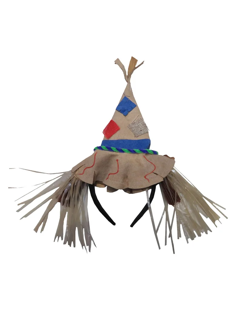 Haarreif Vogelscheuche Kostüm-Zubehör beige-blau-rot
