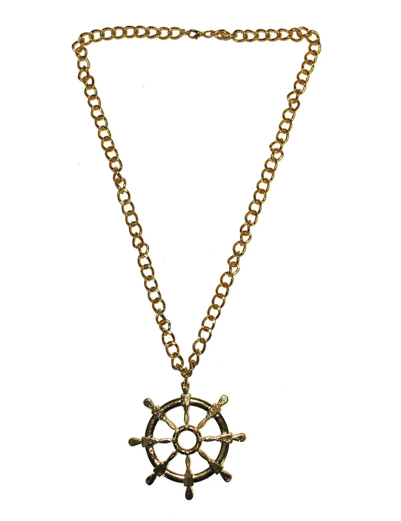 Halskette mit Steuerrad Matrosen-Accessoire Ruder gold