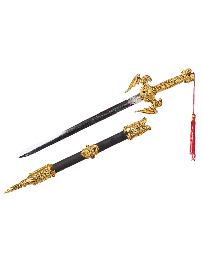 Kampfschwert-Spielzeugwaffe Ninja-Krieger Kostümzubehör schwarz-gold 50cm