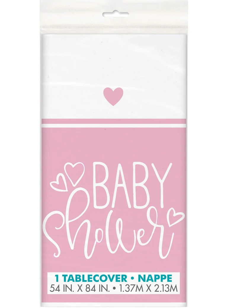 Rosa Babyparty-Plastiktischdecke 137 x 213 cm für Mädchen