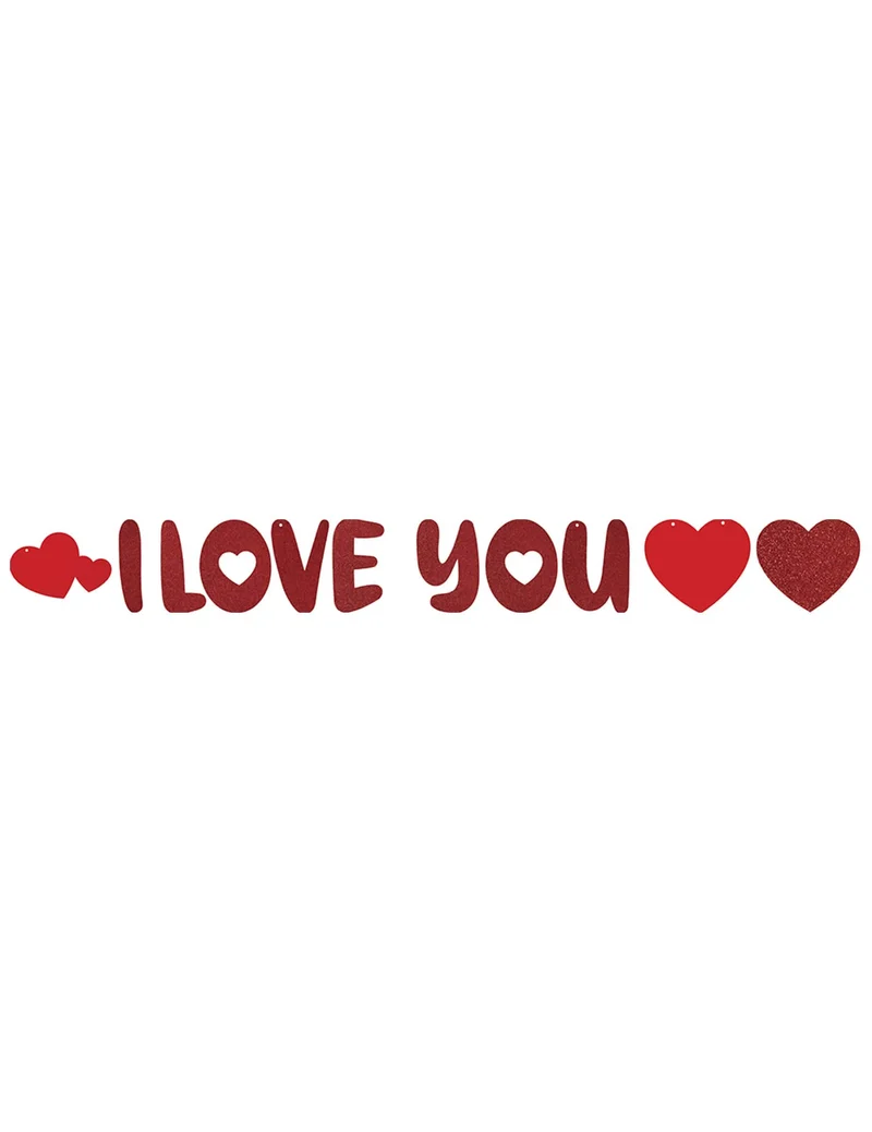 Pappgirlande Herz I Love You 3m